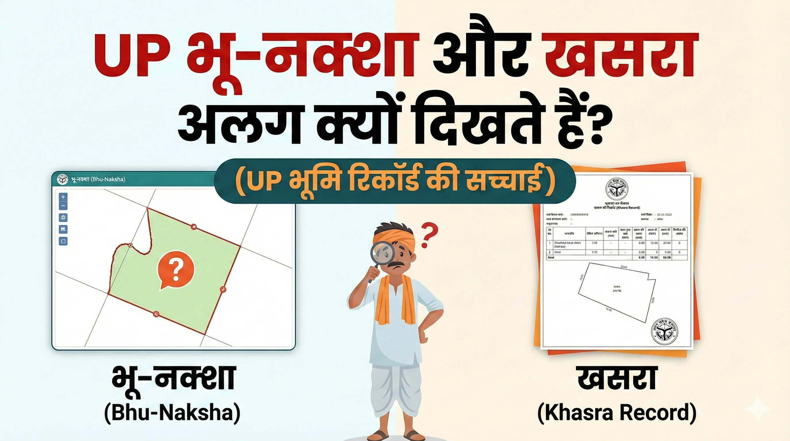UP भू-नक्शा और खसरा अलग क्यों दिखते हैं?